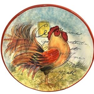 Certified International Le Rooster 11" Pasta Salad Serving Bowl Farm Decor